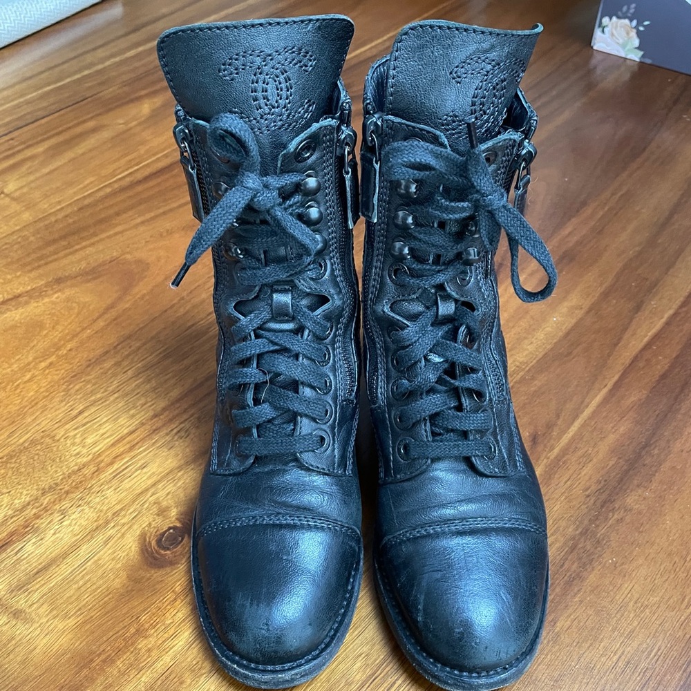 Chanel Black Quilted Combat boot